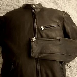 NEW! Ralph Lauren men's black leather jacket.